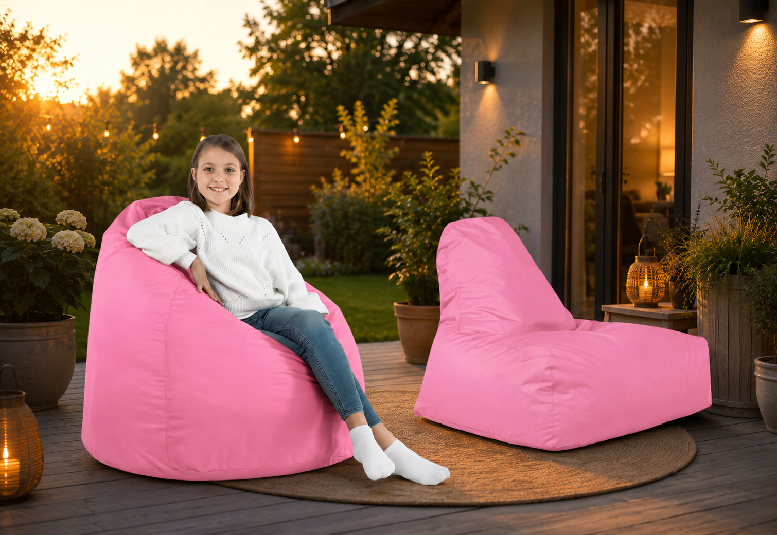 Ružový outdoor set sedacích vakov Bali a Bag Sako XL